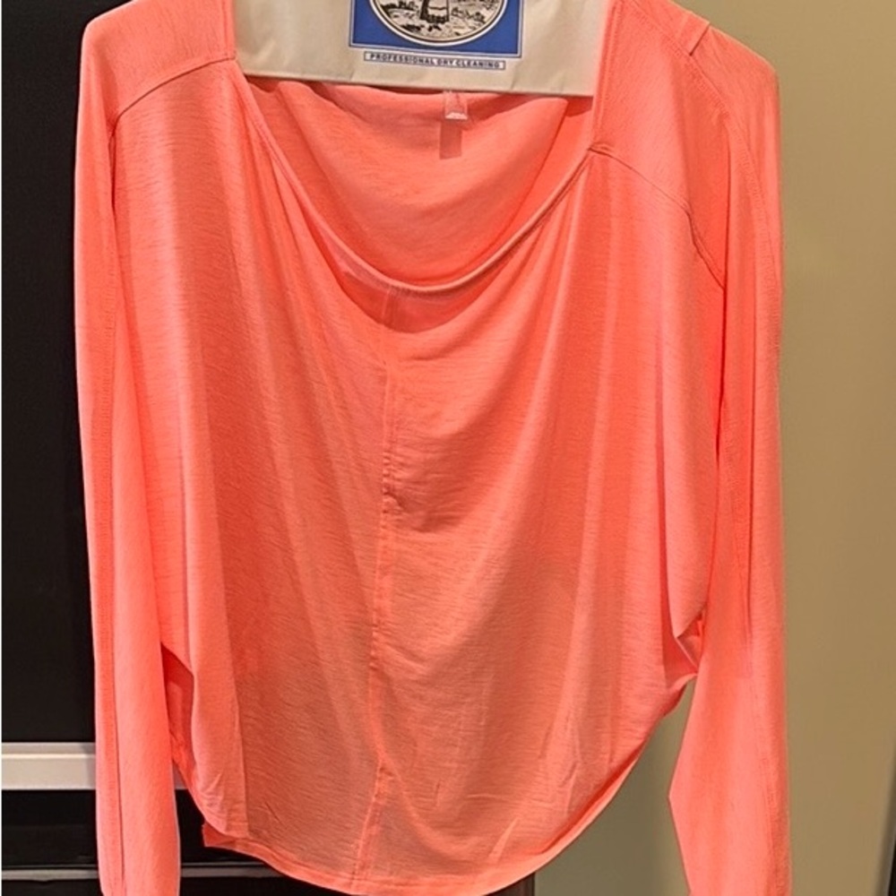 FP Movement by Free People Draped Blouse in Vibrant Orange and Pink